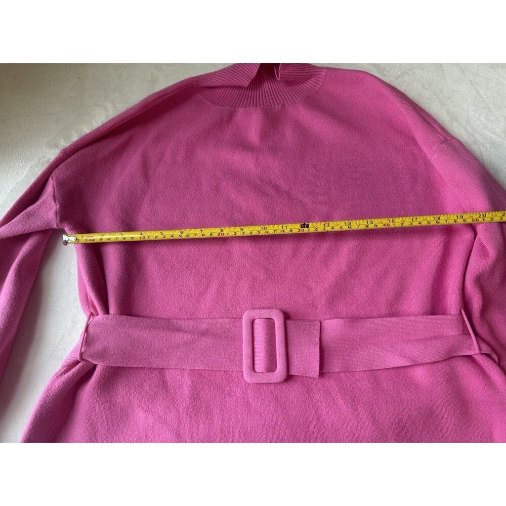 Pink‎ Knit Belted Balloon Sleeve Mock Neck Mini Sweater Dress Size L - Picture 5 of 11